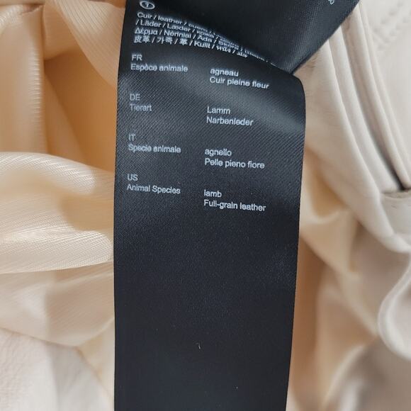 Maje Nude Betsy Cropped Leather Moto Jacket 38 - Picture 14 of 15